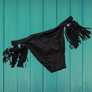 Bikini Lab Black Fringe Bikini Bottom Tassels Swimwear Size XS NWT